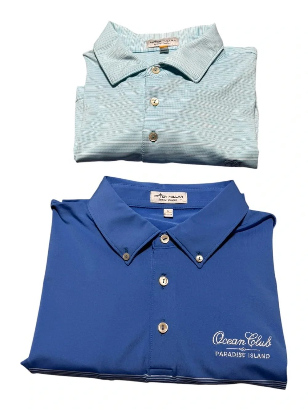 Lot of 2 Peter Millar summer comfort Men's large golf polos - Picture 5 of 9